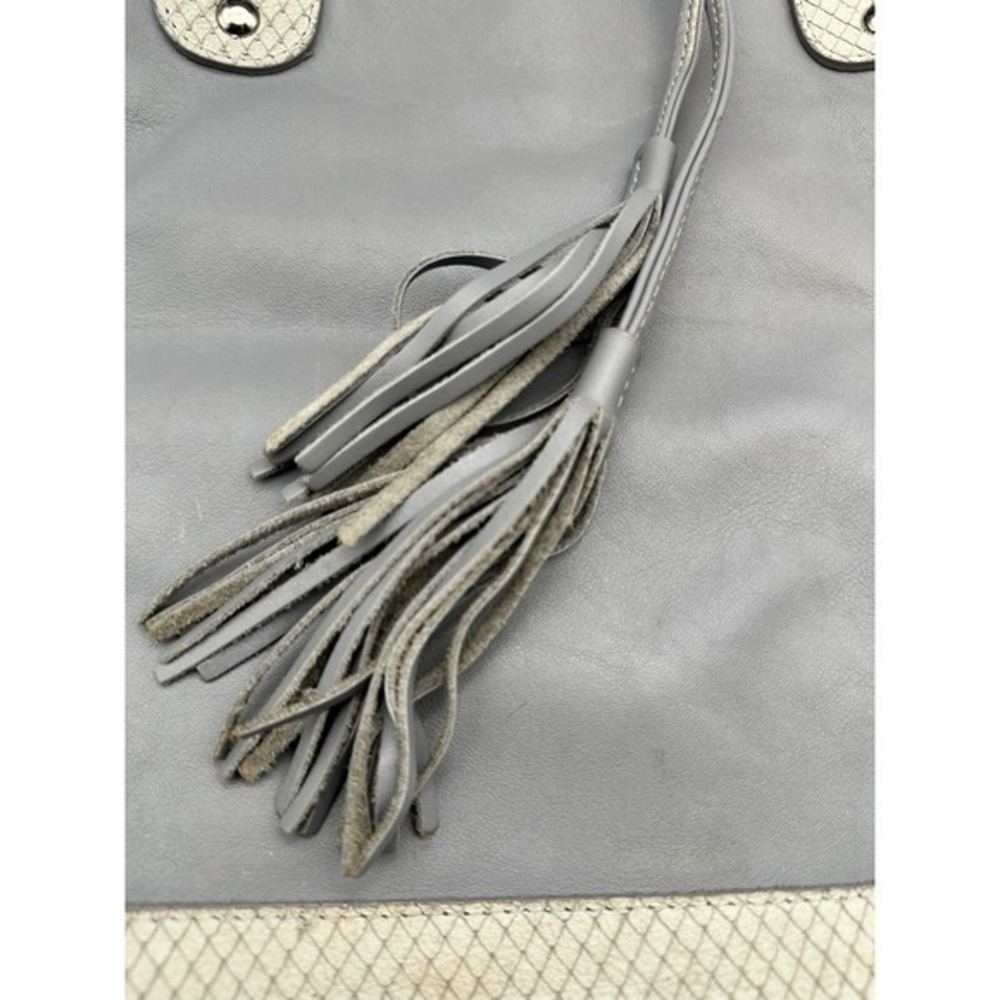 Marizio Taiuti Gray Snake Suede Leather Shoulder Tote Bag Purse Boho Italy - Picture 2 of 10